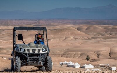 Scenic view of Agafay Desert near Marrakech, Morocco – rocky landscape and desert adventures.